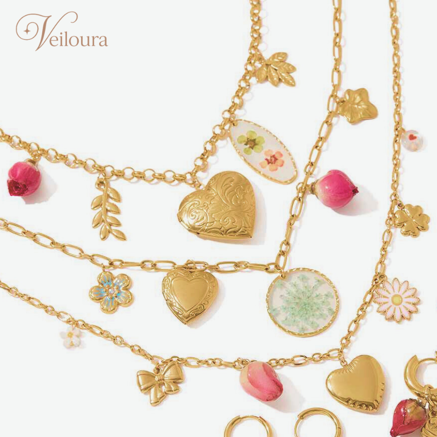 Harmony Gold Charm Locket Necklace