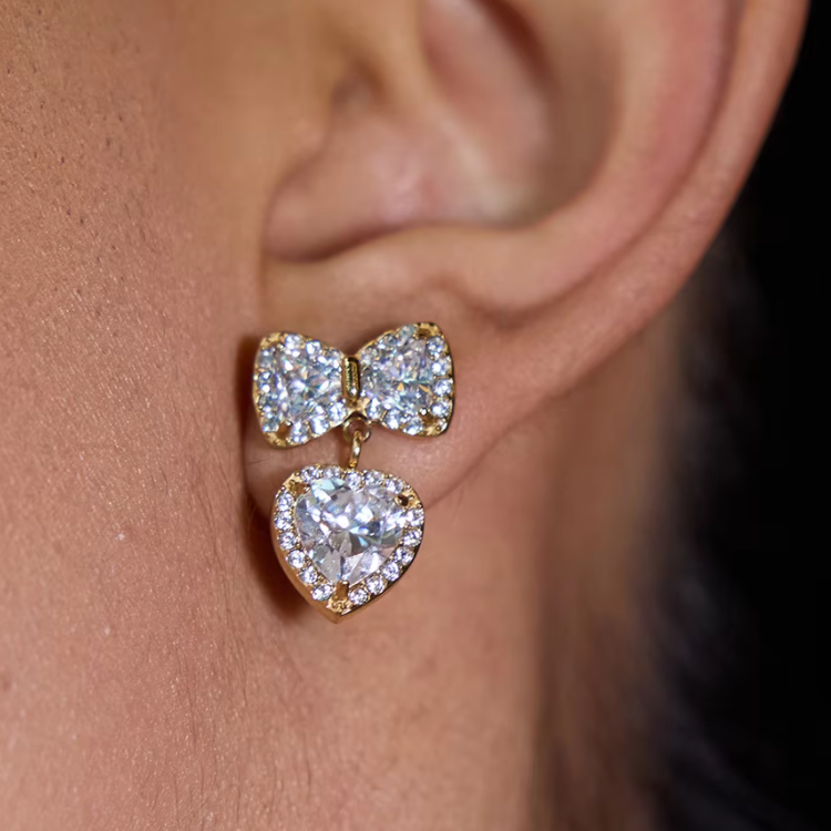Ayla Bow & Heart Drop Earrings