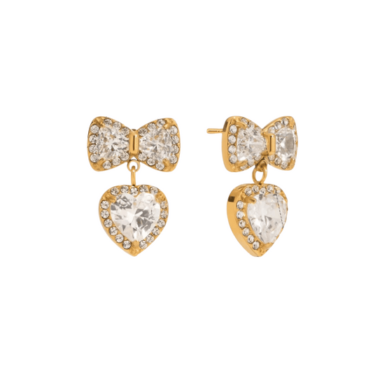 Ayla Bow & Heart Drop Earrings
