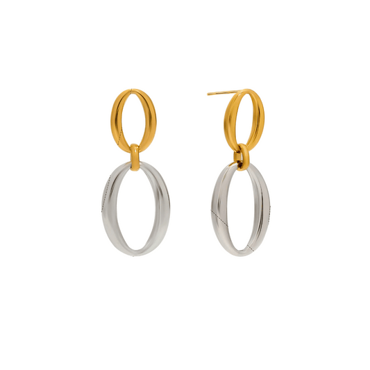 Sofia - Two-Tone Oval Drop Earrings
