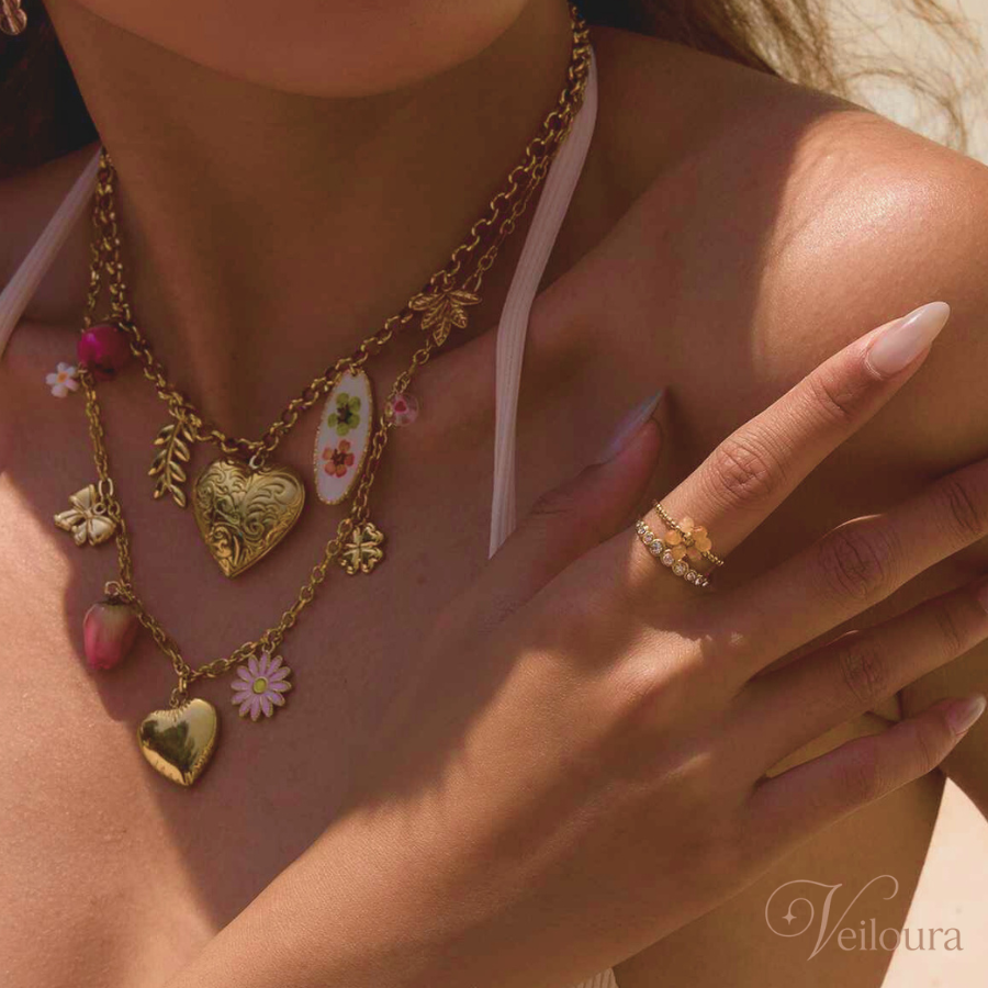 Harmony Gold Charm Locket Necklace